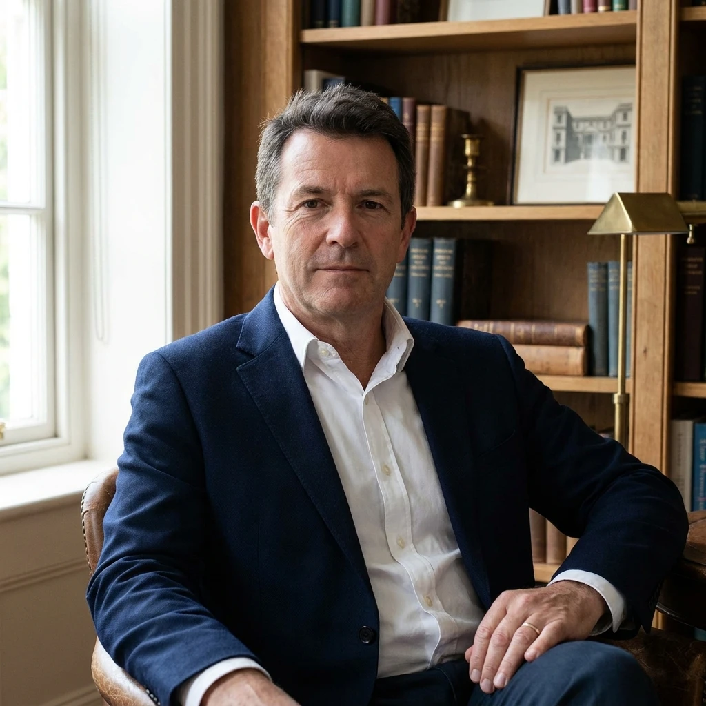 Jonathan Vale seated in a wood-paneled library